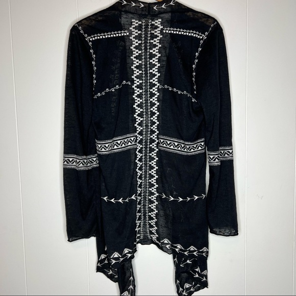 32. Haute Project Black Embroidered Open Cardigan M  Boho - Picture 9 of 9